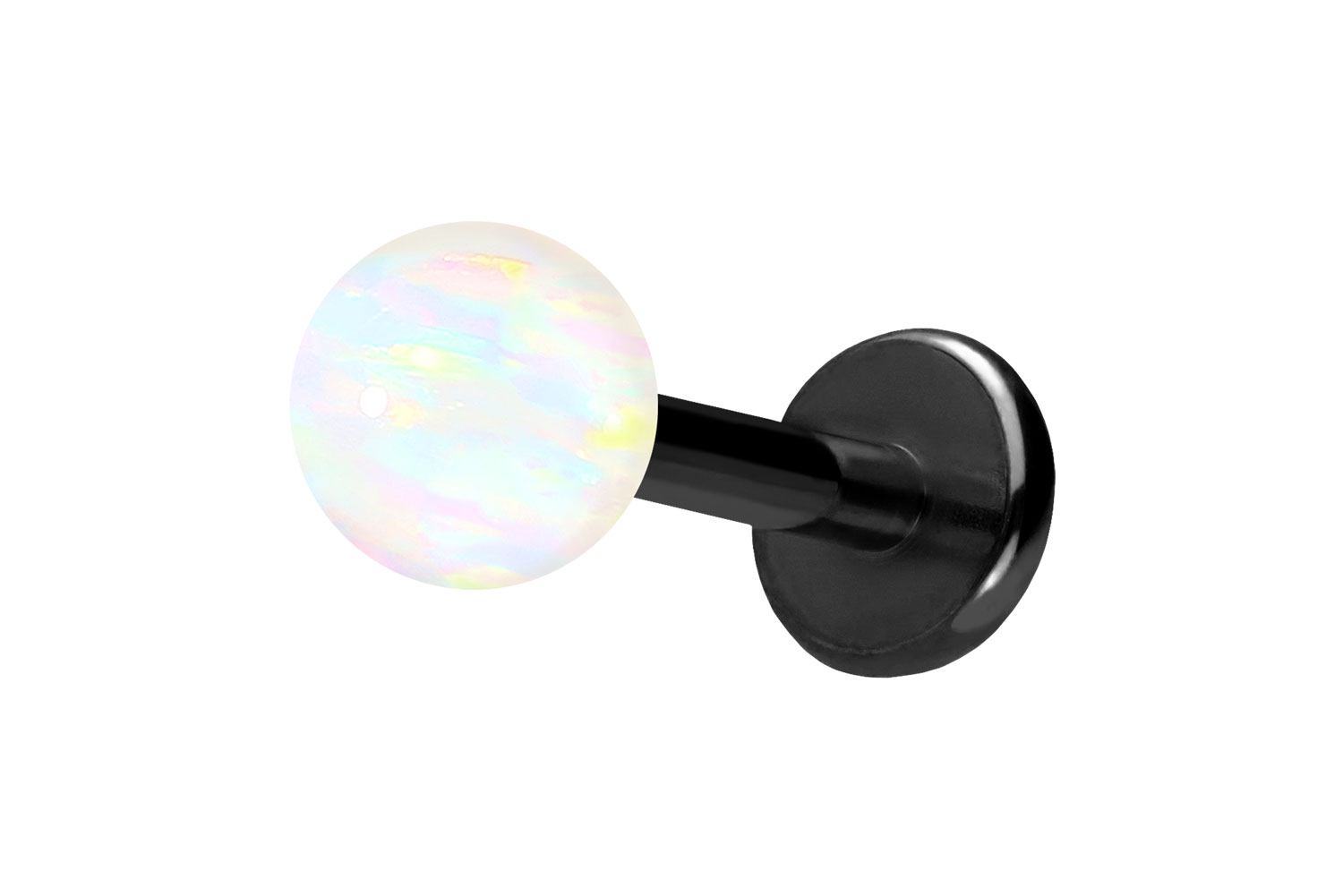 Titan Labret Piercing mit Push Fit SYNTHETISCHER OPAL